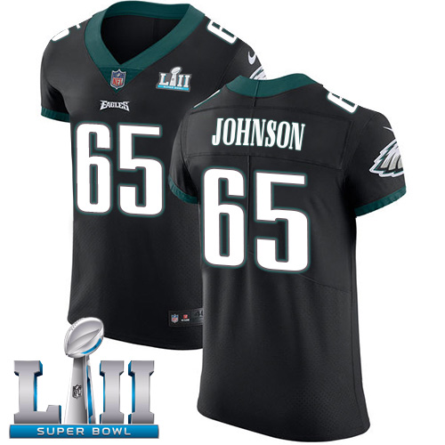 Nike Eagles #65 Lane Johnson Black Alternate Super Bowl LII Men's Stitched NFL Vapor Untouchable Elite Jersey - Click Image to Close